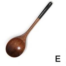 1pc långa handtag träskedar dessert ris soppa sked porslin japansk stil matlagning blanda omrörningsskedar kökstillbehör