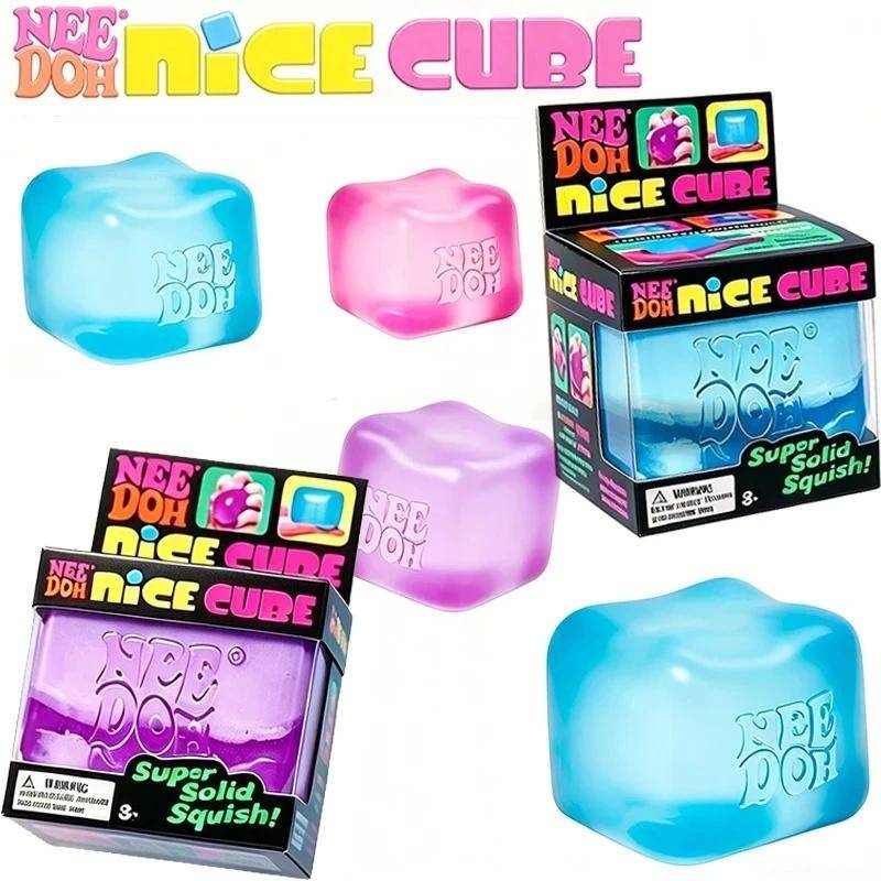 Hett Schylling NeeDoh Nice Cube, Sensorisk Antistresskub, Mjuk Klämbar Stresslindrande Fidgetleksak, Idealisk Souvenirpresent för Barn