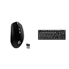 Logitech G413 TKL SE mekaniskt gaming tangentbord - Kompakt bakgrundsbelyst tangentbord, Layout tysk QWERTZ - Svart & Logitech Gaming Mouse G305 Black