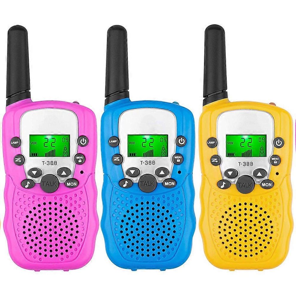 Walkie-talkies til børn, 3 km lang rækkevidde børne walkie-talkie håndholdt radio børnelegetøjsgaver til drenge og piger 3-pak
