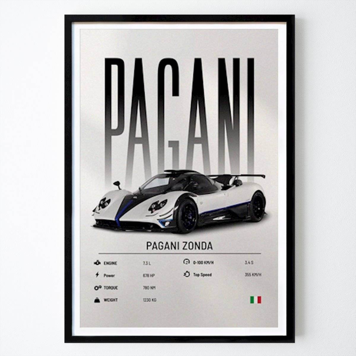 Italien Poster: Pagani Zonda Hypercar av StudioBakkery