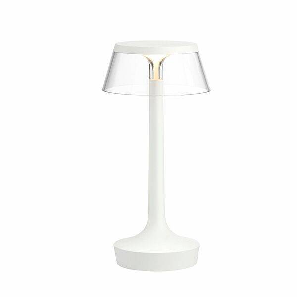 Flos Bon Jour Unplugged Bordslampa Vit Kropp och Transparent Skärm - Transparent + Vit + Transparent