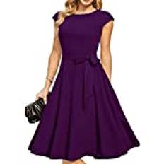 DRESSTELLS midi 1950-talet vintage retro rockabilly klänning damens eleganta bröllopscocktailklänning Grape L