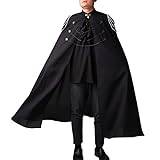 COSDREAMER Män kostym kappa häxa kappa renässans medeltida cape, Svart, XXL