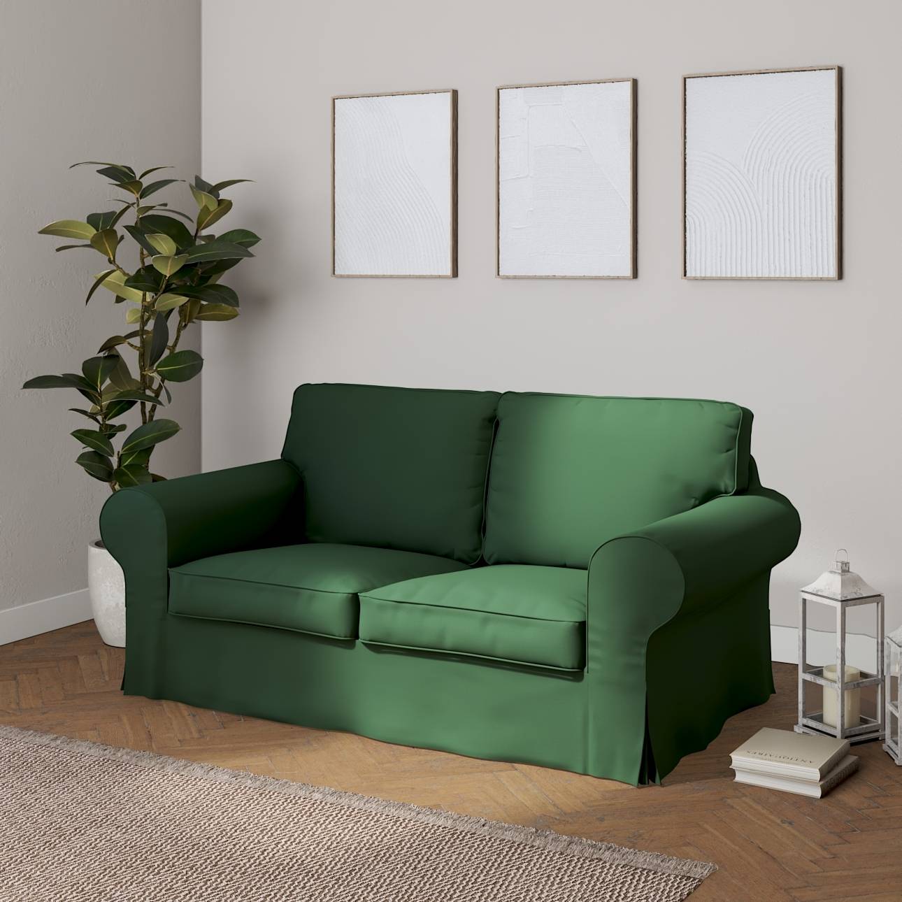 Ektorp betræk 2 sæder, Mosgrøn, 179 X 88 X 88 CM, Cotton Panama