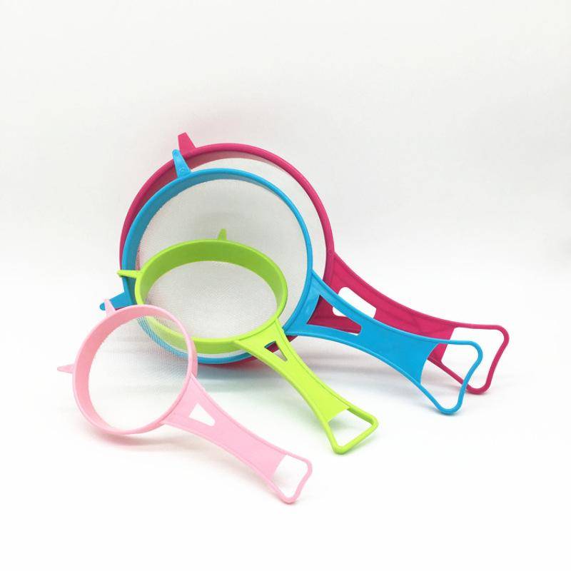 Handhållen set med plastnätssilar med upphängningshål - Multifunktionell, Anti-igensättande filter för mjöl och sojamjölk. white