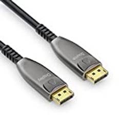 Sonero® 8K-DisplayPort 1.4-kabel, fiberoptisk hybridkabel, upplösning upp till 8K 60 Hz (7680 x 4320) / 4K 120Hz (3840 × 2160), HDR- och DSC-stöd, antracit, 30 meter