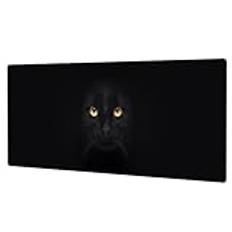 GLANDOTU Gaming musmatta – musmatta 1200 x 600 × 3 mm – XXXL musmatta stor med motiv halkfri gummibotten, utökad stor musmatta, sydda kanter musmatta, svart katt