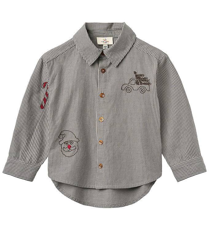 Copenhagen Colors Skjorte - Grey Check Comb m. Broderi - Copenhagen Colors - 3 år (98) - Skjorte
