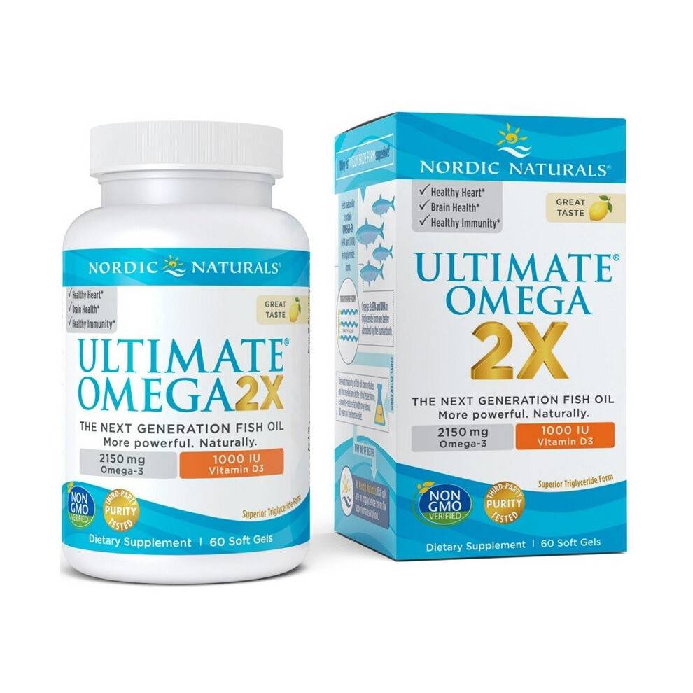 Nordic Naturals, Ultimate Omega 2X med Vitamin D3, Citron, 60 Bløde Gelatiner