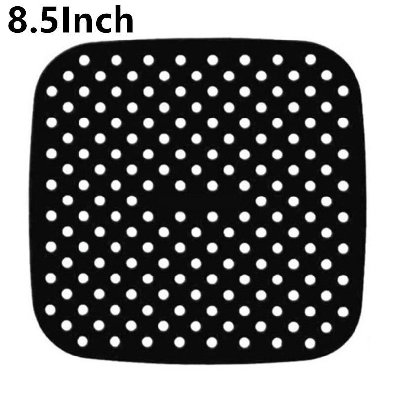 Air fryer liner air fryer matta matklassad non-stick silikon fritös korg för 7.5 ~ 9- tums luftfritöser ångkokare air fryer papper - 8.5 tum svart