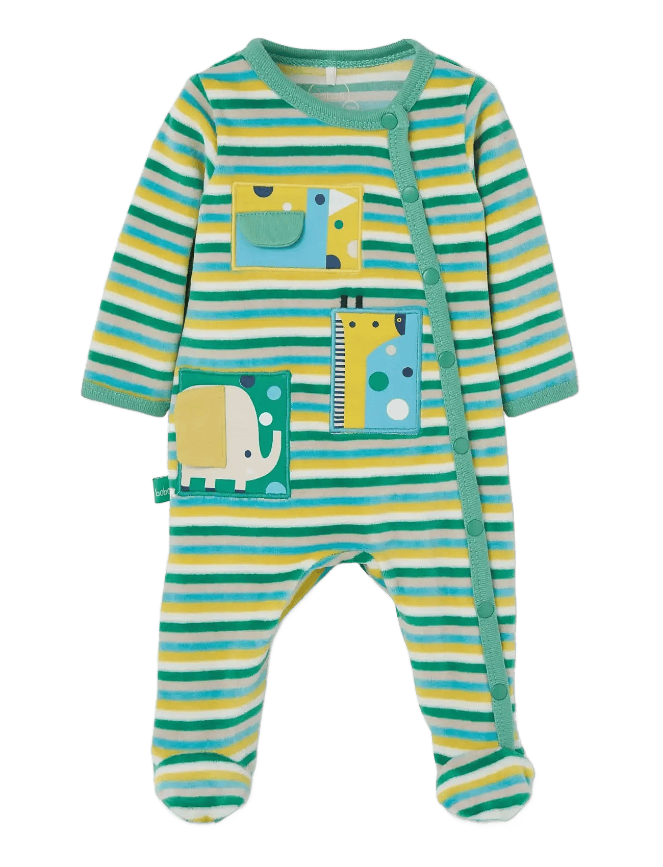 BOBOLI Velour Play Suit Striped For Baby -Bci | Green | 80
