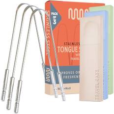 MasterMedi 100% reines kupfer zungenschaber mit reiseetui - 2 pack all natural ayurveda zungenreiniger, bannt mundgeruch und pflegt mundhygiene, groß grip (Set of 3 (with Travel Case))