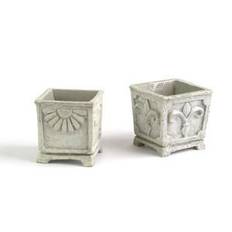 Stone square planters, 2 pc. set / kvadratiske stenkrukker