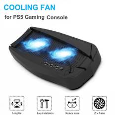 Cooling Stand Cooling Fan Station Convenient with HUB PS5 Game Console Cooling Fan Bracket svart