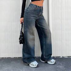 WOMEN WIDE LEG LOW WAIST JEANS Wide Leg Jeans Women Oversized Jeans Loose Jeans Wide Leg Jeans Baggy Jeans - Medium Wash - 36,38,40,34