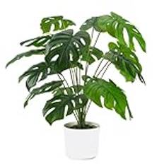 Laelfe Monstera konstgjord i kruka, stor konstgjord växt monstera falsk konstgjord tropisk splitphilo växt för hem kontor badrum kök och inomhusdekoration (60 cm)