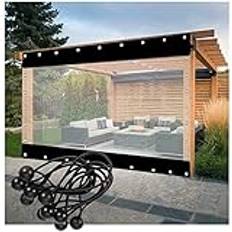 Vattentäta pergola sidopaneler 0,5 mm terrassgardiner genomskinliga + svart 3 x 2 m utomhusskydd med öljetter för integritet och skydd