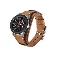 Leotop Kompatibel med Samsung Galaxy Watch 4 40mm 44mm/Watch 4 Classic 42mm 46mm/Galaxy Watch 42mm/Galaxy Watch 3 41mm/Active 2 40mm 44mm/Gear S2 Classic Bands 20mm äkta läder manschettrem(Brun,20mm)