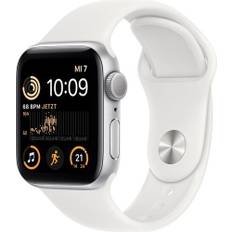 Apple Watch SE 40 mm (2022) | GPS | sølv | Sportsrem hvid S/M