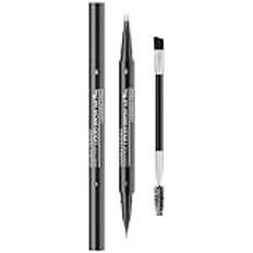 Eye Brow Microblading Pen, Microblading Eyebrow Pen, Dubbelsidiga ögonbrynspennor med borste, Eyebrow Contouring Pen med 2-gaffelspets och exakt spets