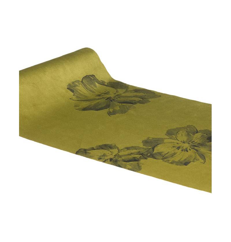 Floral Velour Bordløber Grøn