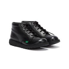 Kickers Kick Hi Youth Black Leather Ankle School Boots - UK 3 / EU 36 / US 5