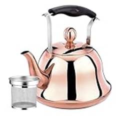 Tea Pot, Stainless Steel Kettle Large Capacity Whistle Kettle Gas Stove Kettle Whistling Tea Kettle with Infuser for Tea, Coffee, Milk