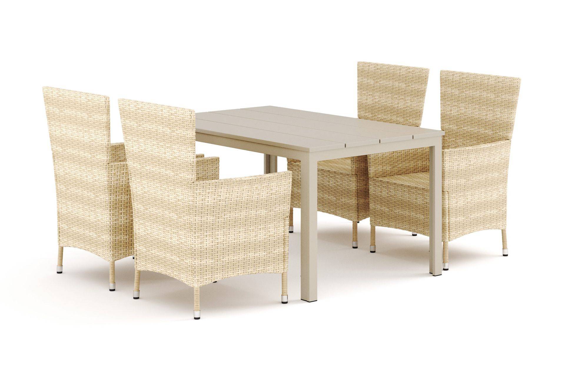 Comfort Garden Tunis utomhus matgrupp 140x90 cm med 4 Thor utefåtöljer Beige/Beige