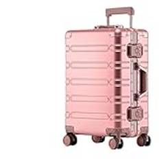 Aluminium-magnesiumlegering resväska rullande bagage vagn bagage handbagage kabinväska, Rosa guld, 24"