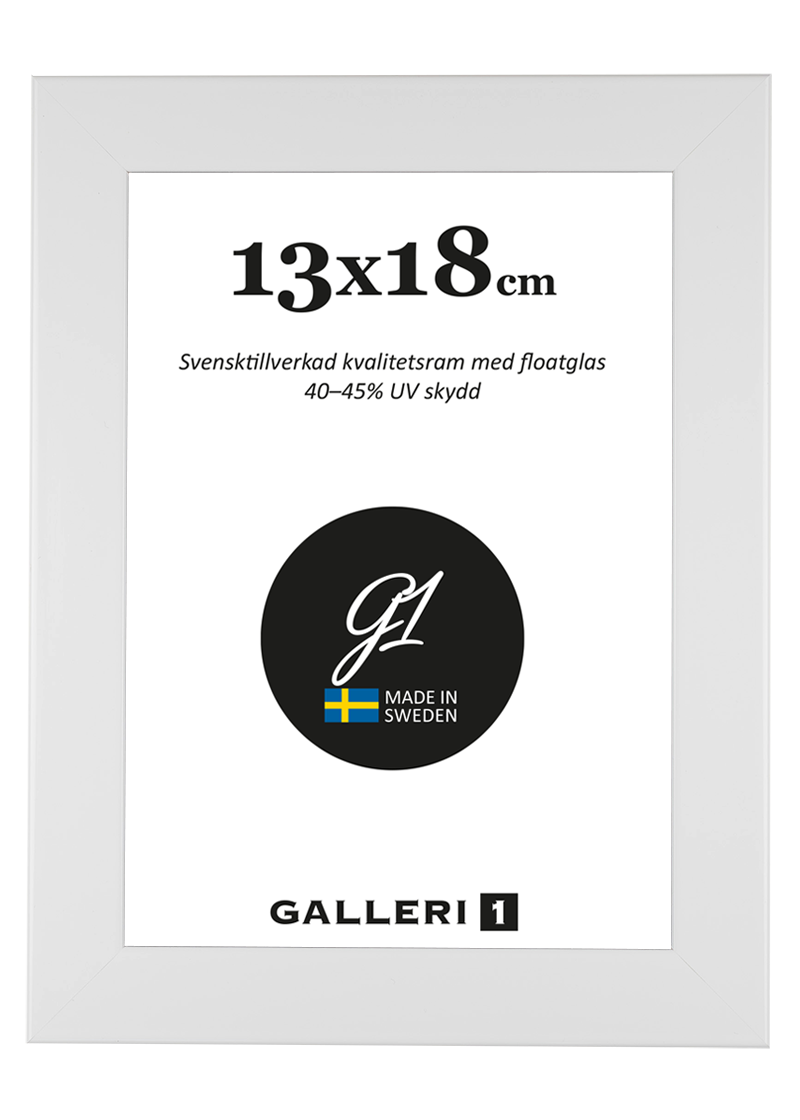 Fotoram Galleri1 vitmålad trä platt, 70x100 cm, klart glas (700x1000mm)