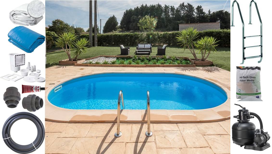 Swimmingpool, GRE oval 8x4x1,5 komplet med teknik - PoolOasen.