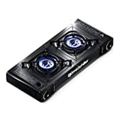 2 brännare portabel gasspis med piezo tändning, Campingspis för gaspatroner MSF-1a 227g, Bärbar Gaskokare Camping, Campingspis 2 brännare, Campingspis utan gaspatroner med grillplatta 45 cm