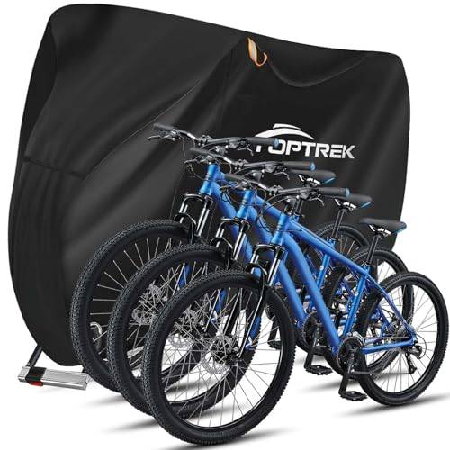 toptrek cykelskydd för 3 cyklar 210D med sömband oxfordtyg vattentätt högkvalitativt cykelgarage utomhus 220 x 120 x 110 cm slitstyrka solskydd cykel skyddsfodral med väska