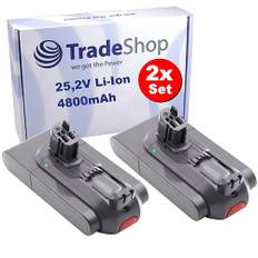 2 x Trade-Shop Li-Ion batteri 25,2 V/4 800 mAh kompatibel med Dyson V11 Absolute Extra, V11 Animal, V11 klick-In, V15 Detect