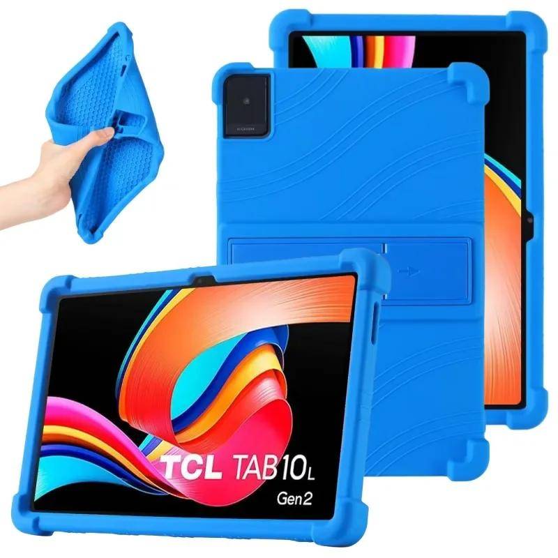 För TCL Tab 10L Gen 3 LTE & 2 Fodral 8193A 8492A 10.1  Surfplatta Silikon Stötsäkert Skydd med Bakre Stöd Mjukt svart