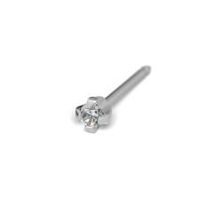 STUDEX - 1st örhänge 9k vitguld, Kubisk Zirkonia, 2mm