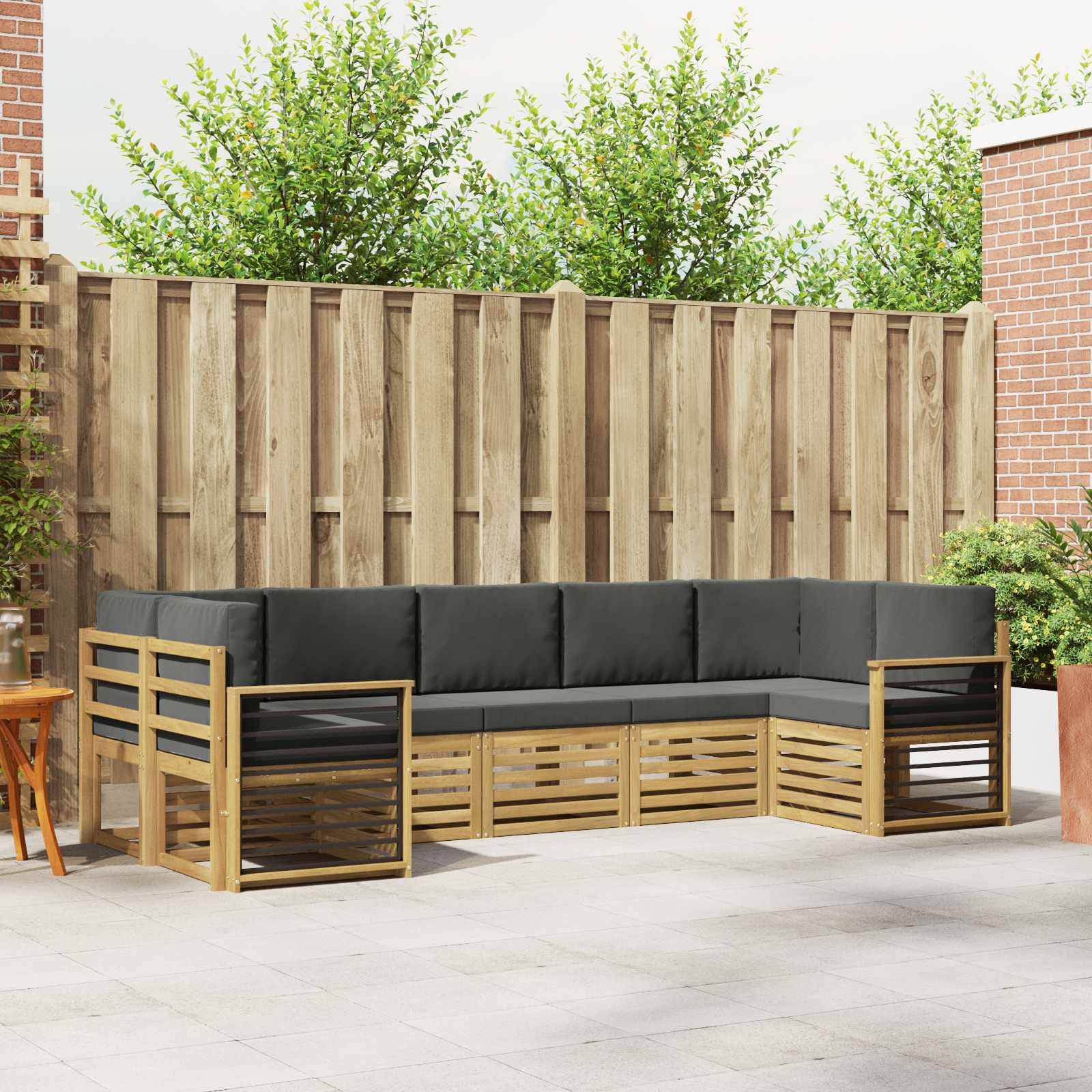 vidaXL Sektionalsofa sæt 7 pcs Hvid og antracit 304 x 128,5 x 73 cm