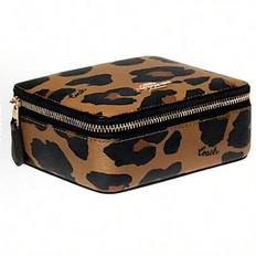 COACH Mini sminkväska med dragkedja och leopardmönster för kvinnor C8081G - Brun