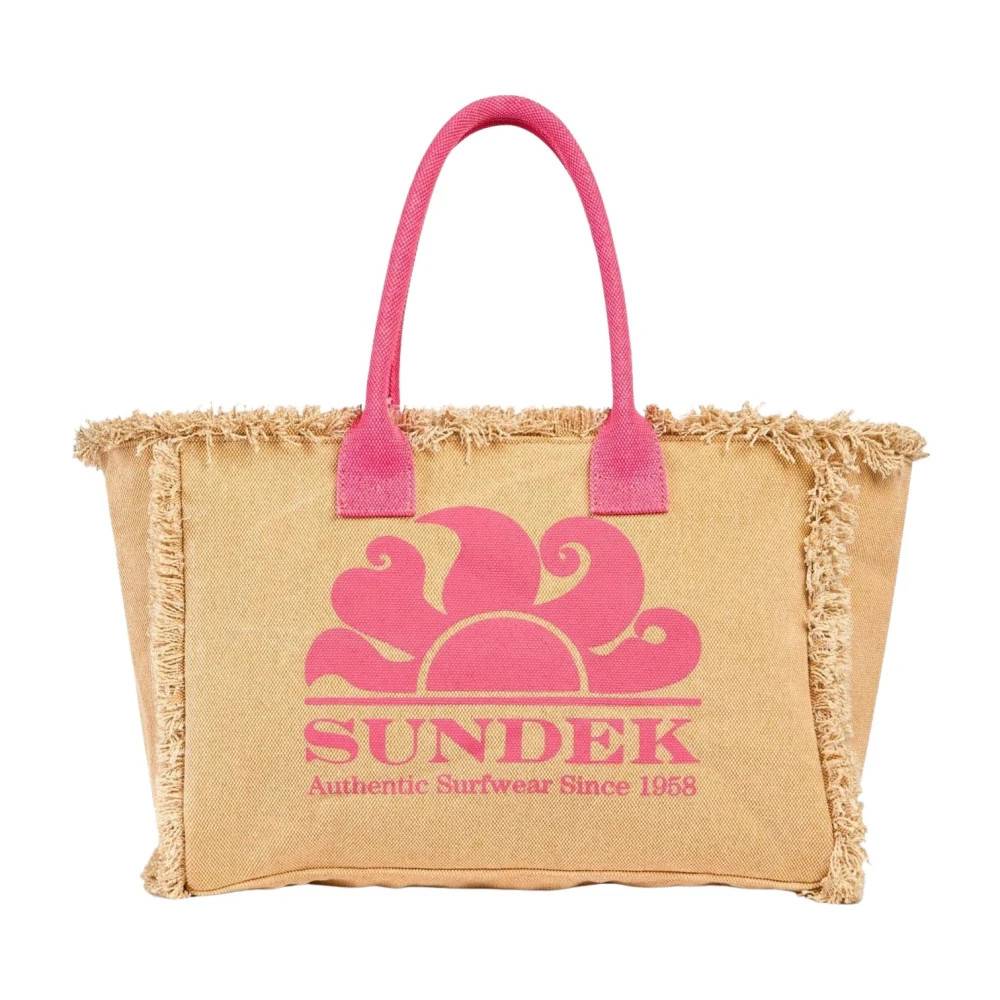 Sundek Shopping taske med frynser - Tasker - Herre - Beige - ONE SIZE -