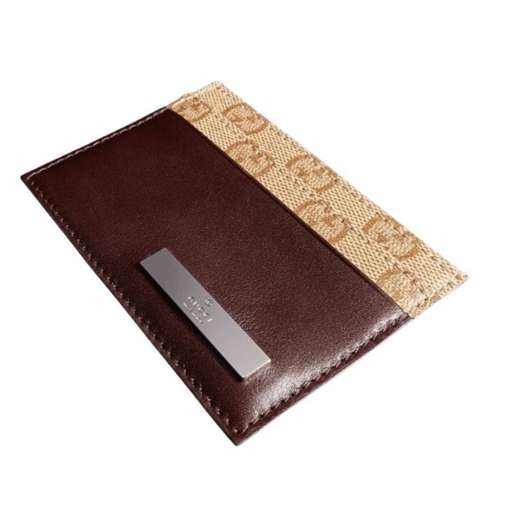 Gucci Kortholder med metal-tag - Accessories - unisex - Brun - ONE SIZE - Læder