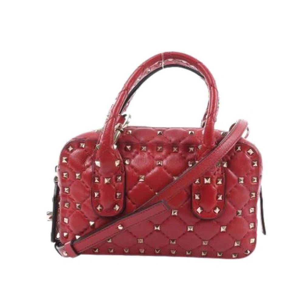 Valentino Vintage Pre-owned Rockstud 2-vejs Håndtaske - Vintage - Dame - Rød - ONE SIZE - Uld