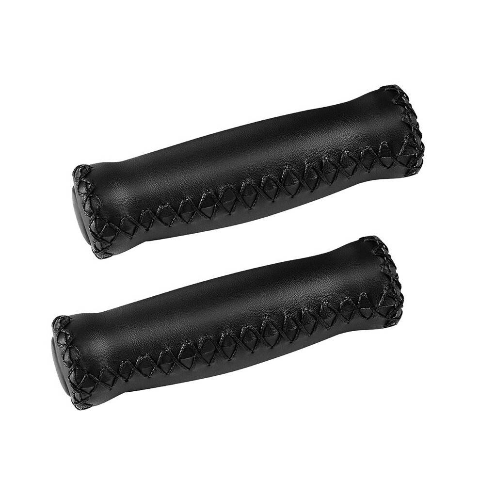 Bike Handlebar Grips,Hand-Stitched Retro Bicycle Grips,for Most 22.2mm (7/8Inch) Bicycle Handlebar,Black