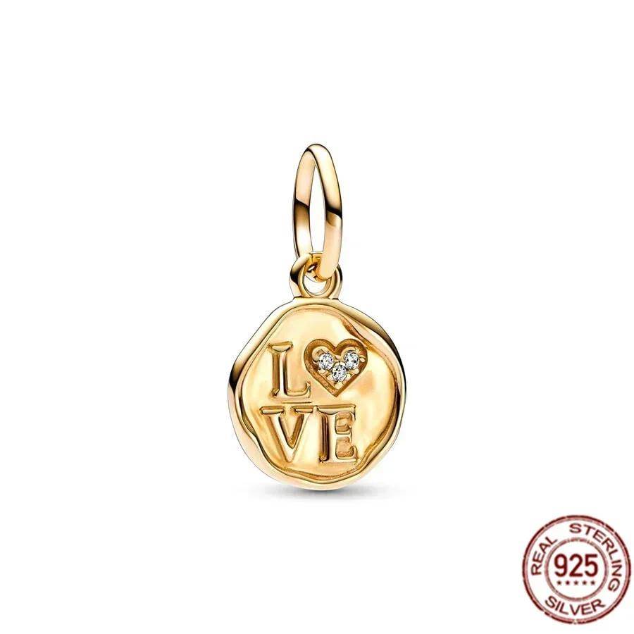 Original Koppar Guld Hjärta Berlocker Pärlor Glittrande Lönnlöv Säkerhets Hänge För Kvinnor Armband Diy Fint Smycke Gåva