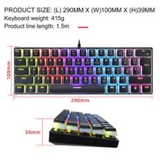 HXSJ Wired Gaming Keyboard 61 Keys 12 Colorful Mixed Backlit Mechanical Keyboard with Mechanical
