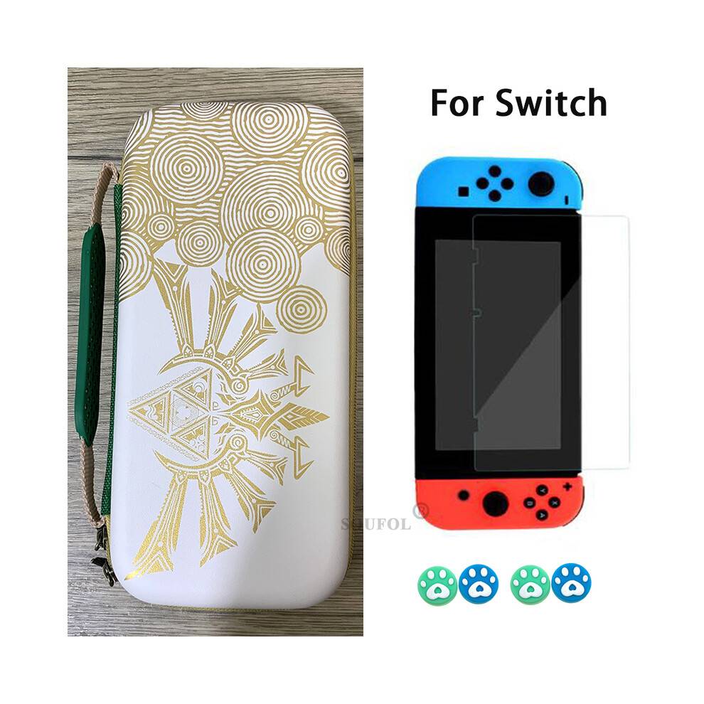 (För Swich White) För Nintendo SwitchConsole Bärbar förvaringsväska Speltema för Zelda-King Vattentät