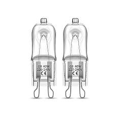 BrightArk G9 halogenlampor för ugn 40 W 230 V halogenlampor G9 Oven 300 graders dimbar varmvit 2 700K lampor för mikrovågsugn kök, lampa, 2 st
