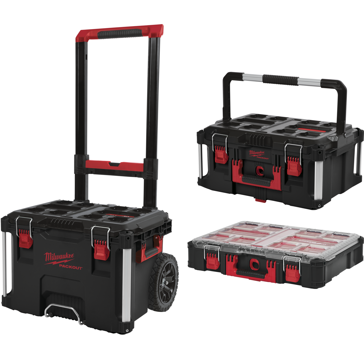 Milwaukee Packout™ sæt m/sortimentskasse, kuffert og trolley