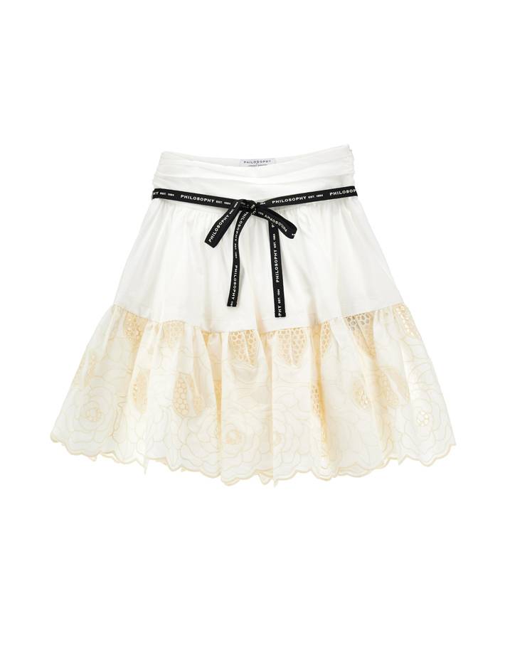 PHILOSOPHY DI LORENZO SERAFINI KIDS  Embroidered Skirt With Belt