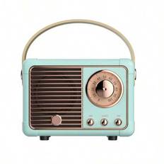 Trådlös Bluetooth-högtalare med ljud, musiklåda, bärbar subwoofer med handsfree, 400mAh/1,48Wh batteri, retro mini trådlösa högtalare med radio - Blå (En-Storlek)